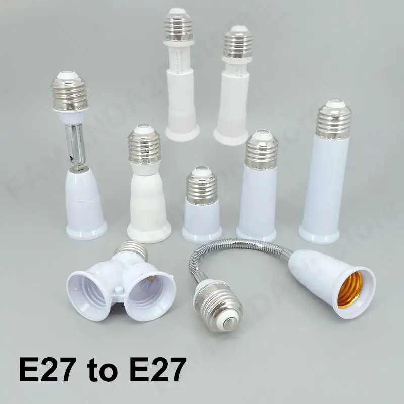 65mm 95mm 14cm Flexible AC E27 To 2 E27 bulb Base power Socket plug Converter LED Light Lamp  Extender Holder E27-E27 Adapter m