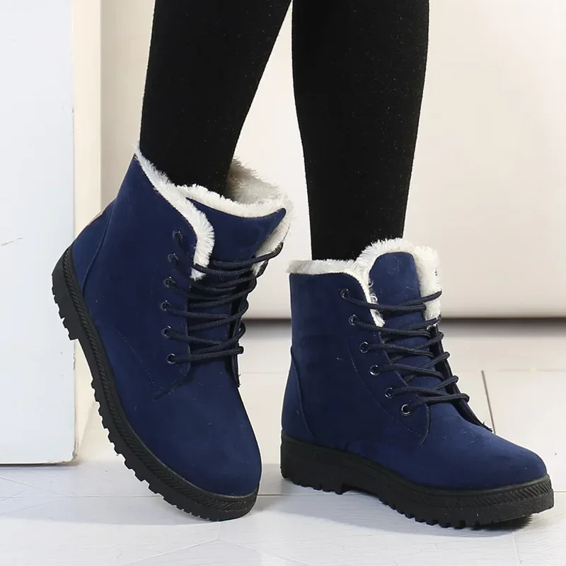 Women's Boots Winter Boots With Fur Low Heels Snow Boots Ankle Bota Feminina Platform Booties For Women Winter Shoes Heeled 2024