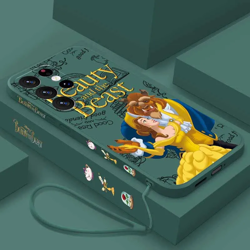 Beauty and the Beast Cover For Samsung S26 S25 Edge S24 S23 S22 S21 S20 Ultra Plus Lite Liquid Left Rope Funda Soft Phone Case