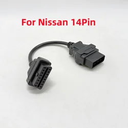 For Nissan 14Pin To 16Pin OBD2 Diagnostic Connector Adapter Interface 14Pin To OBD2 16 Pin Adapter For Auto Car Vehic Cable