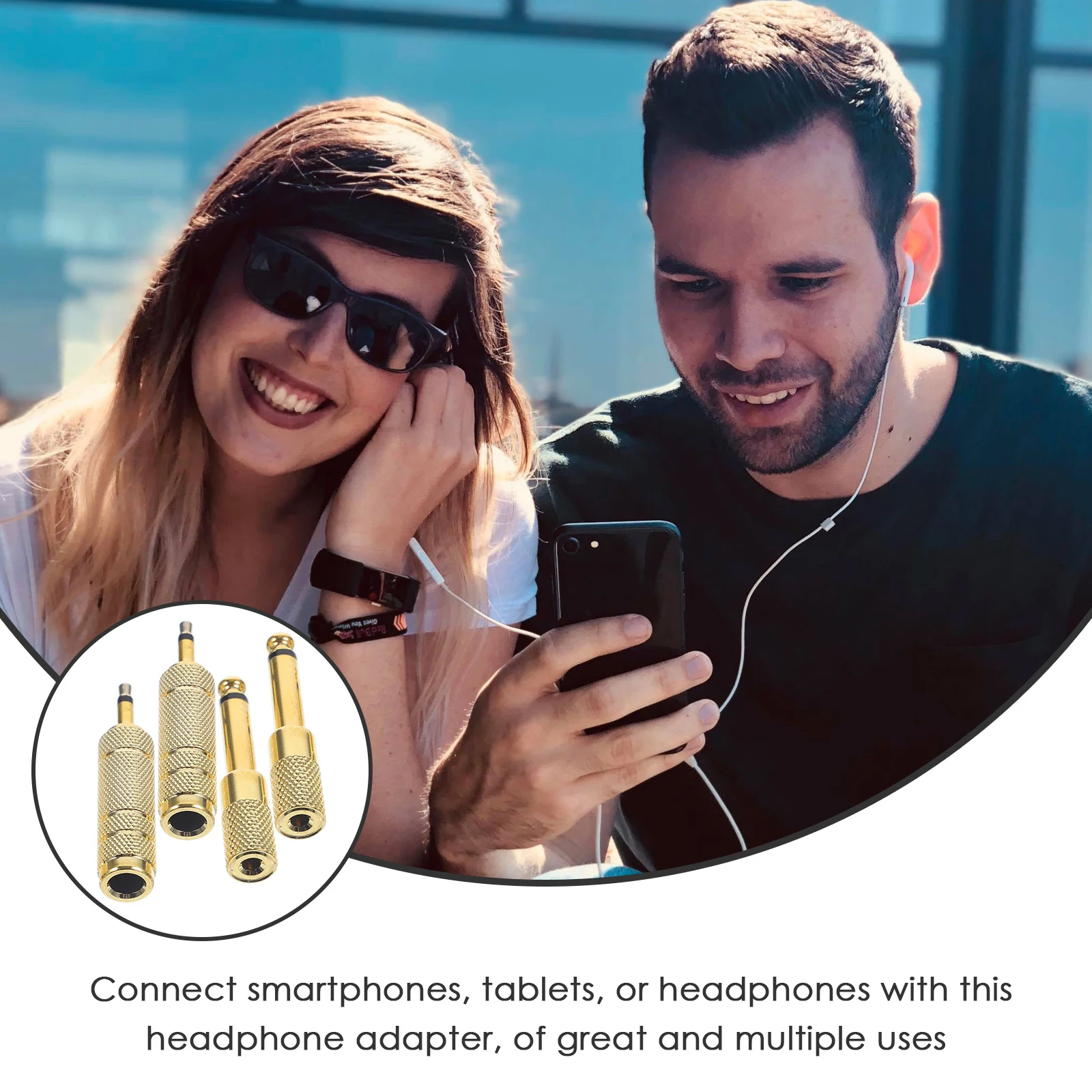 

4pcs Headphone Adapter 6.35mm to 3.5mm Male Female Audio Jack Converter Smartphone Tablet Earphone Stereo Plug Phone