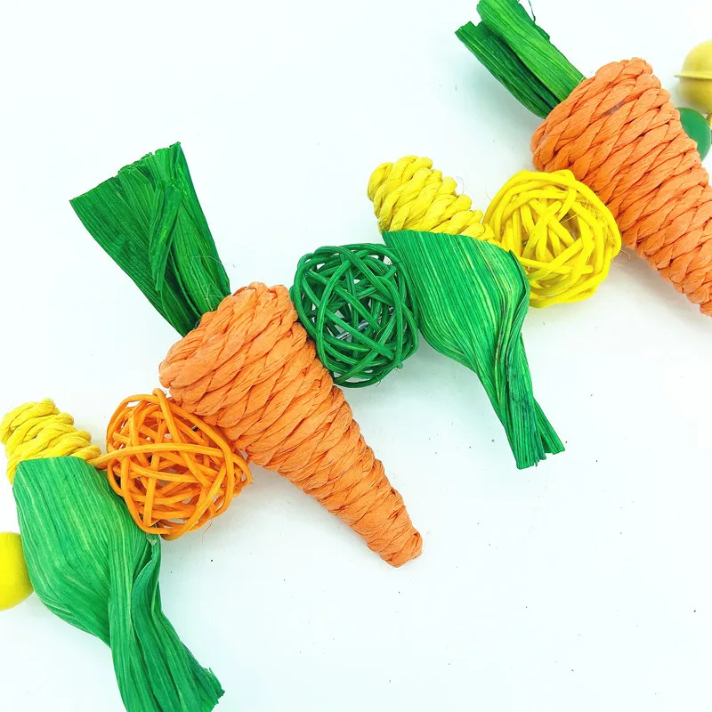 1pc Random Color & Style Handmade Woven Vine, Carrot & Corn Shaped Chew Toy for Small Pets (hamster, Rabbit, Bird, Parrot, Etc.)