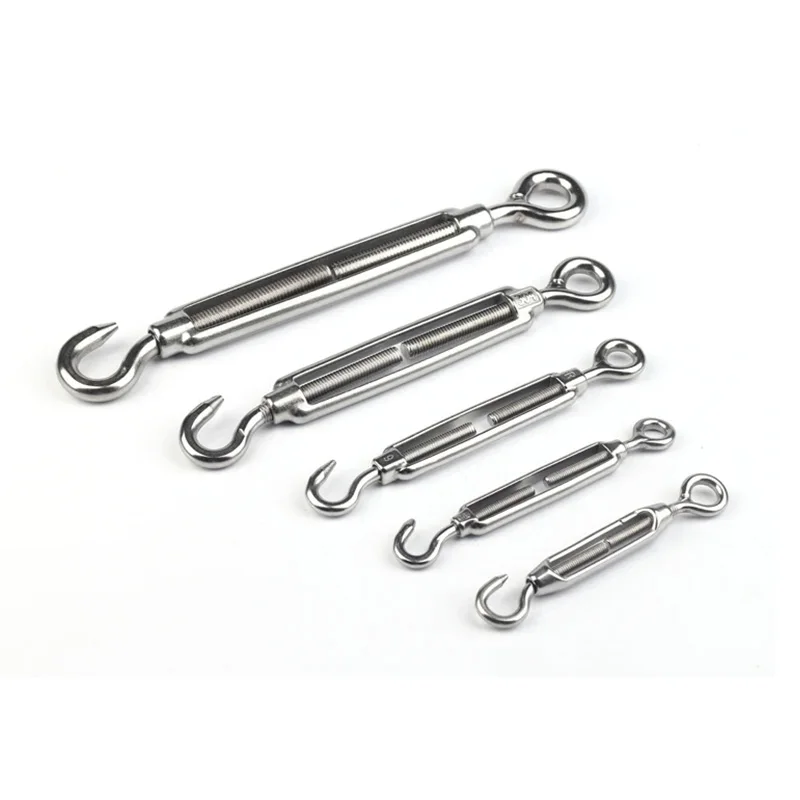 304 Stainless Steel Turnbuckle M4 M5 M6 M8 Wire Rope Tensioner Rigging Screw Hook & Eye Small Size for DIY Projects Bicycle Cabl
