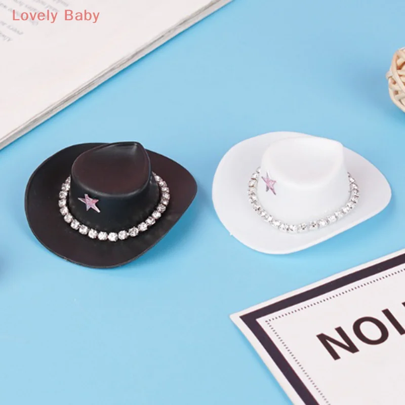 Acessório de boneca em miniatura de 5 peças, chapéus de cowboy ocidentais de plástico