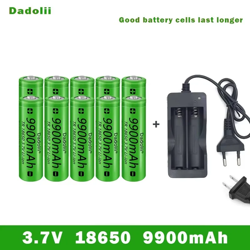 18650 Battery Rechargeable Battery 3.7V 18650 9800mAh Capacity Li-ion Rechargeable Battery For Flashlight Torch Battery+Charger