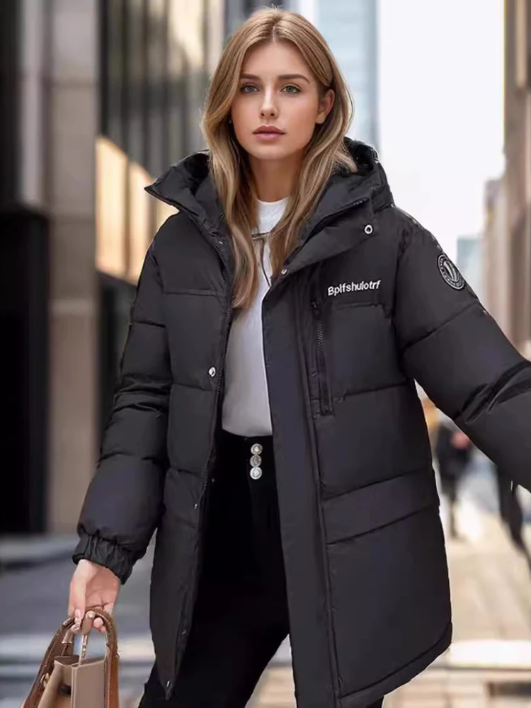 Winter Thick Puffer Jacket Women Streetwear Hooded Short Padded Coat Female Korean Loose Casual Short Parkas Mujer Outwear