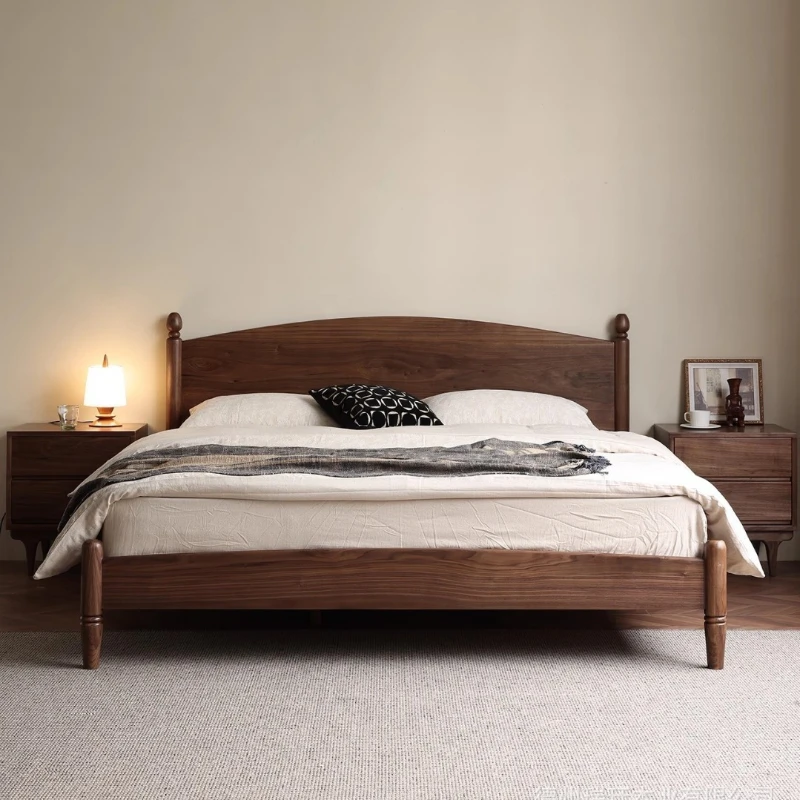 

Solid wood bed retro North American black walnut 1.5 single simple
