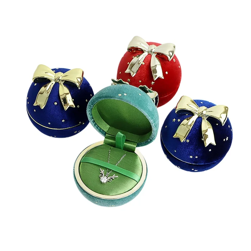 

Round Bowknot Star Corduroy Box Creative Jewelry Packaging Boxes for Ring Earring Pendant Wedding Proposal Gift Case