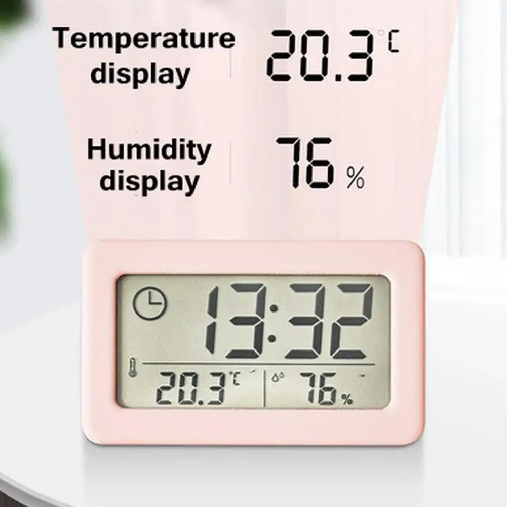 Digital Clock Thermometer Hygrometer Meter LED Indoor Electronic Humidity Monitor Clock Desktop Table Clocks For Home N0J1