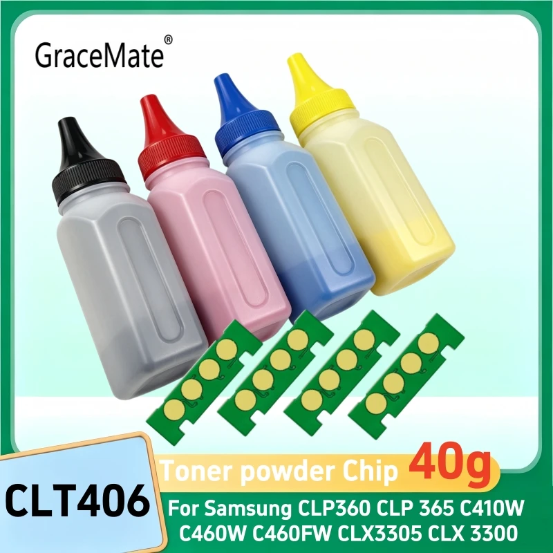 CLT406 CLT-406S CLT 406 CLT-K406S CLT-C406S Toner powder Chip For Samsung CLP360 CLP 365 C410W C460W C460FW CLX3305 CLX 3300