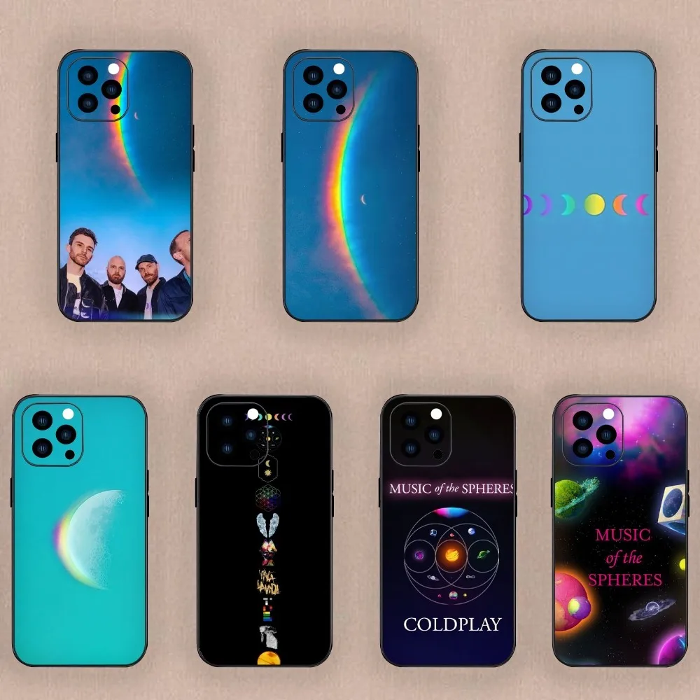 Moon Music Coldplay Band Phone Case For iPhone Mini 11 12 13 14 15 Plus Pro Max XR XS Black Shell