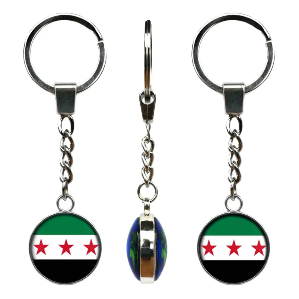 

2025 Hot Jewelry Pendant New Syrian Flag Necklace Fashion Syria Map Double Sided Gemstone Keychain Bag Pendant For Women Men ﻿