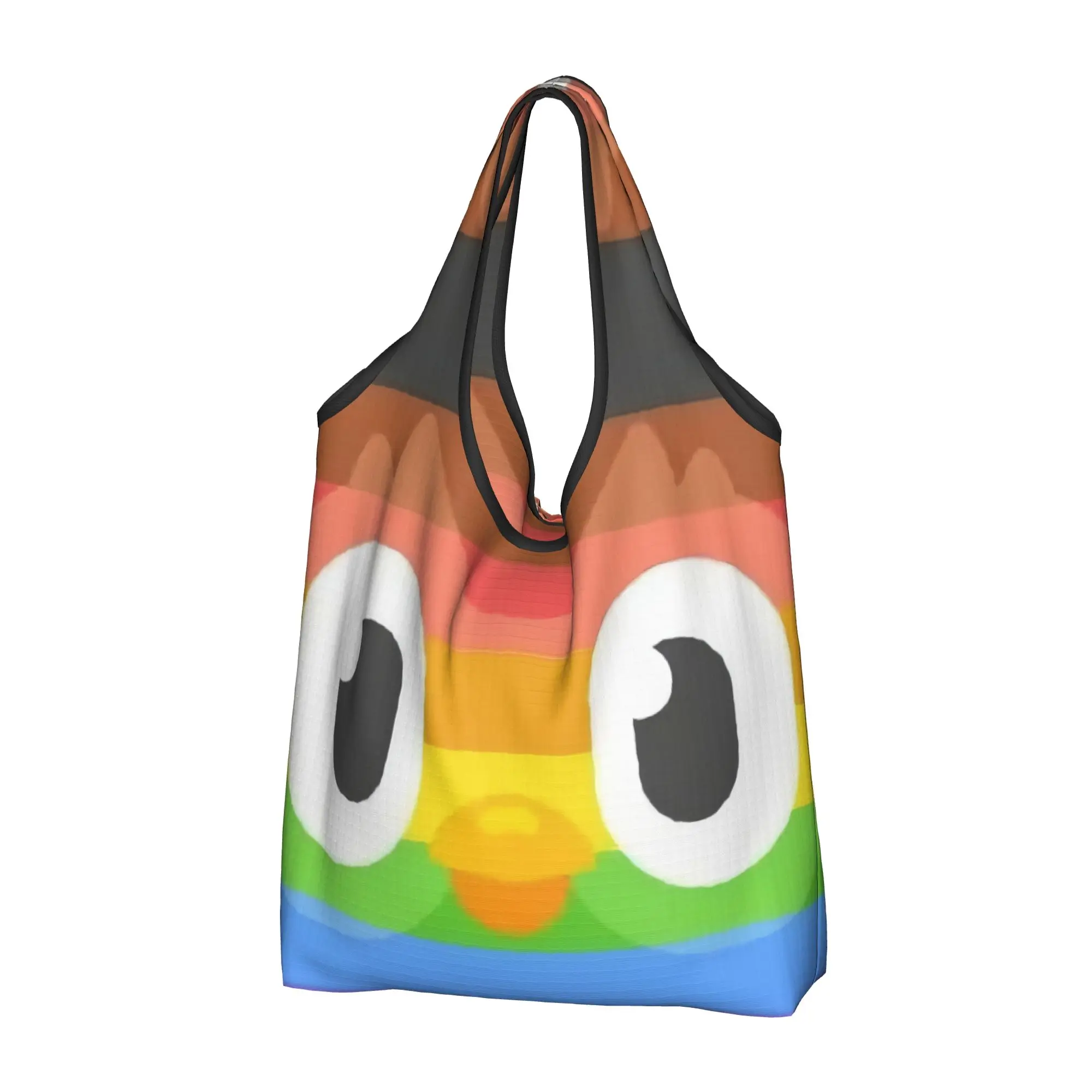 Custom Cute Cartoon Duolingos Educational Parrot  Shopping Bags Women Portable Large Capacity Groceries  Tote Shopper Bags
