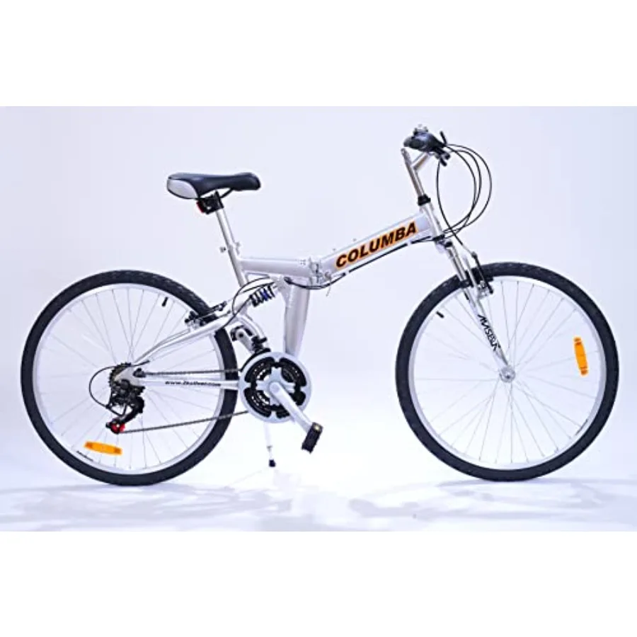 

26 Inch Alloy Folding Bike with 18 Speed and Double Suspension for Urban Commuting Black Frame Compact Design for Easy Storage