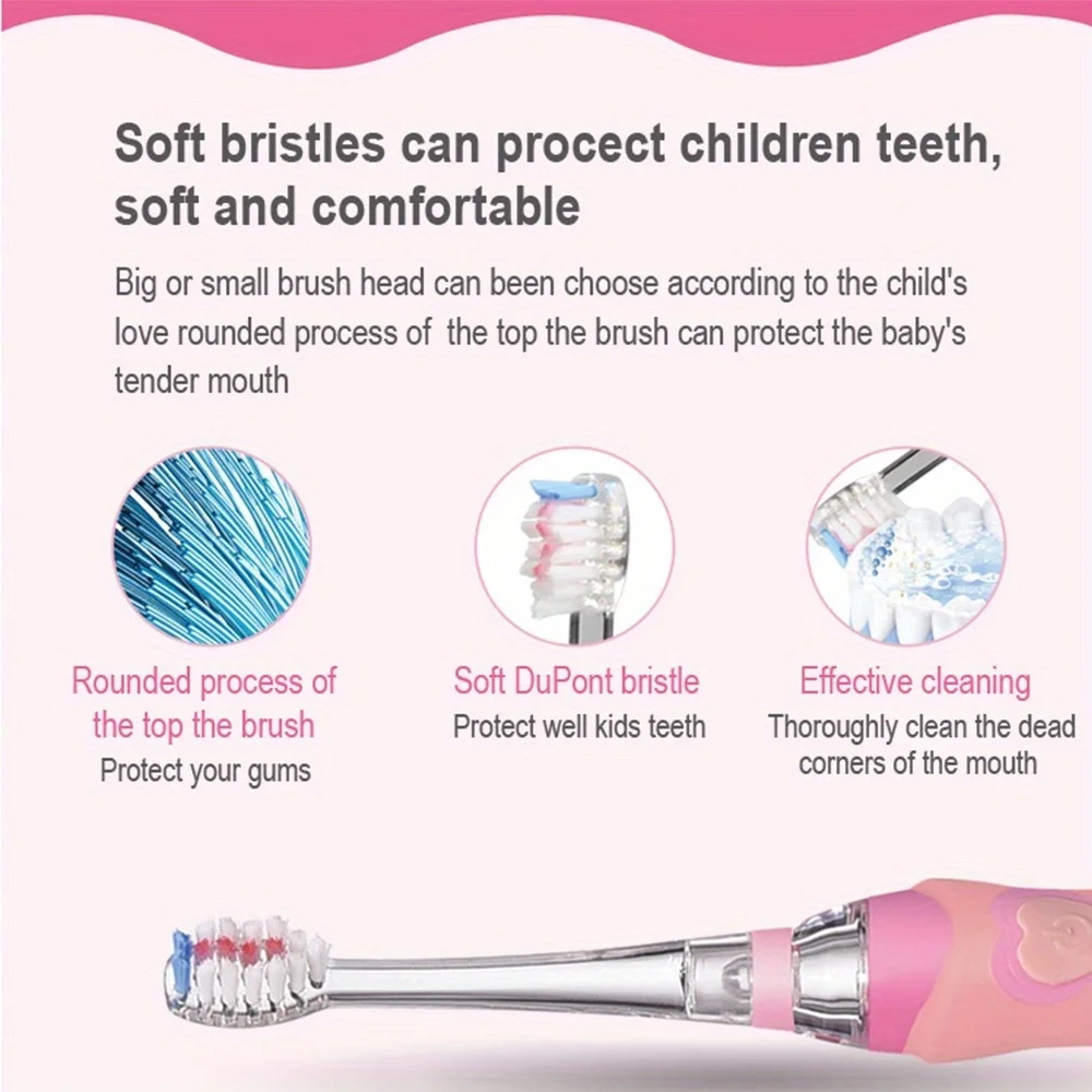 SEAGO Children Electric Toothbrush Kids Battery with Colorful LED Waterproof Sonic Brush Soft Bristles Teeth Cleaning Oral Care