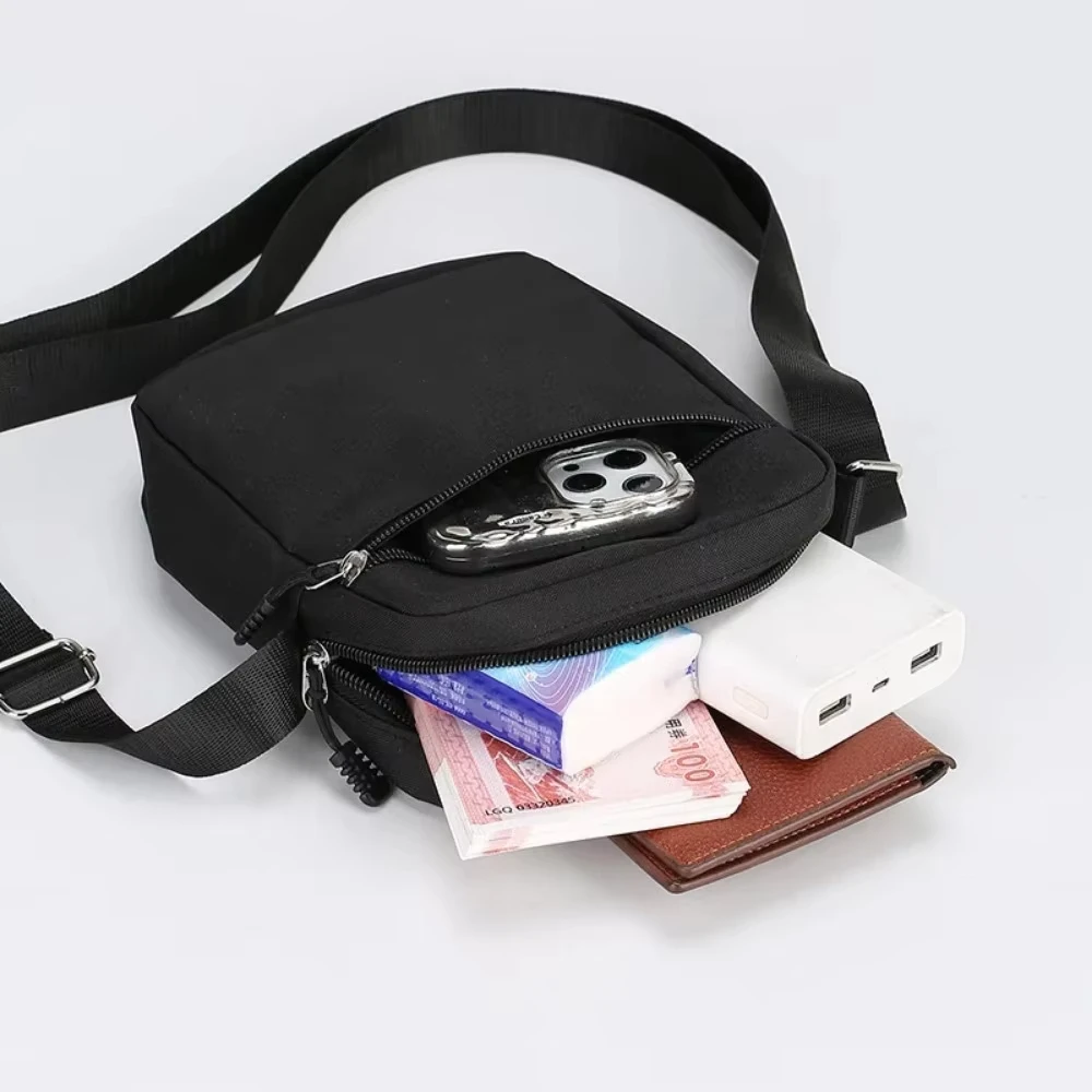 

Simple Casual Mini Crossbody Bag Men Nylon Small Shoulder Bag For Men Oxford Black Messenger Side Sling Bag Husband Chest Bag