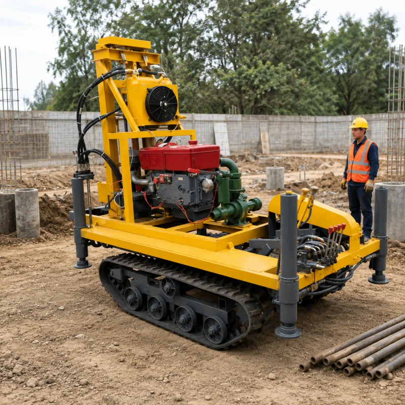 Residential Crawler Borehole Drilling Machine Compact Water Well Drilling Rig Home Utility Genuine Manufacturer Supply