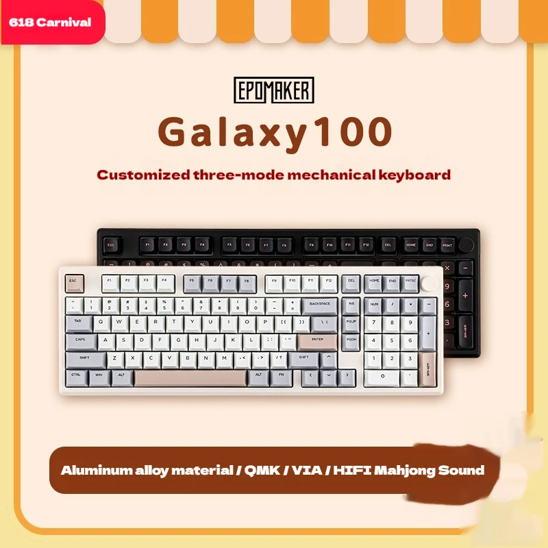 

EPOMAKER Galaxy100 Mechanical Keyboard 98-Key Customization Tri-Mode Connection Aluminum Alloy Gaming Keyboard
