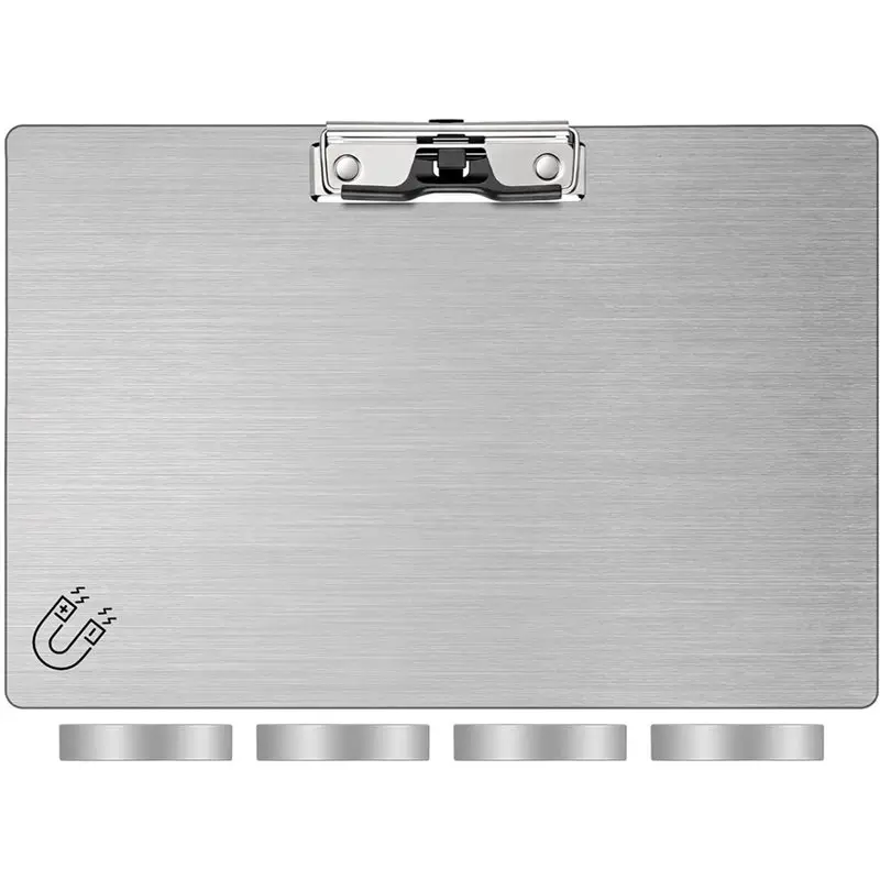 ABZW Stainless Steel A4 Letter Size Magnetic Clipboards Document Holders For Office Fridge Cooking Recipe Splints B