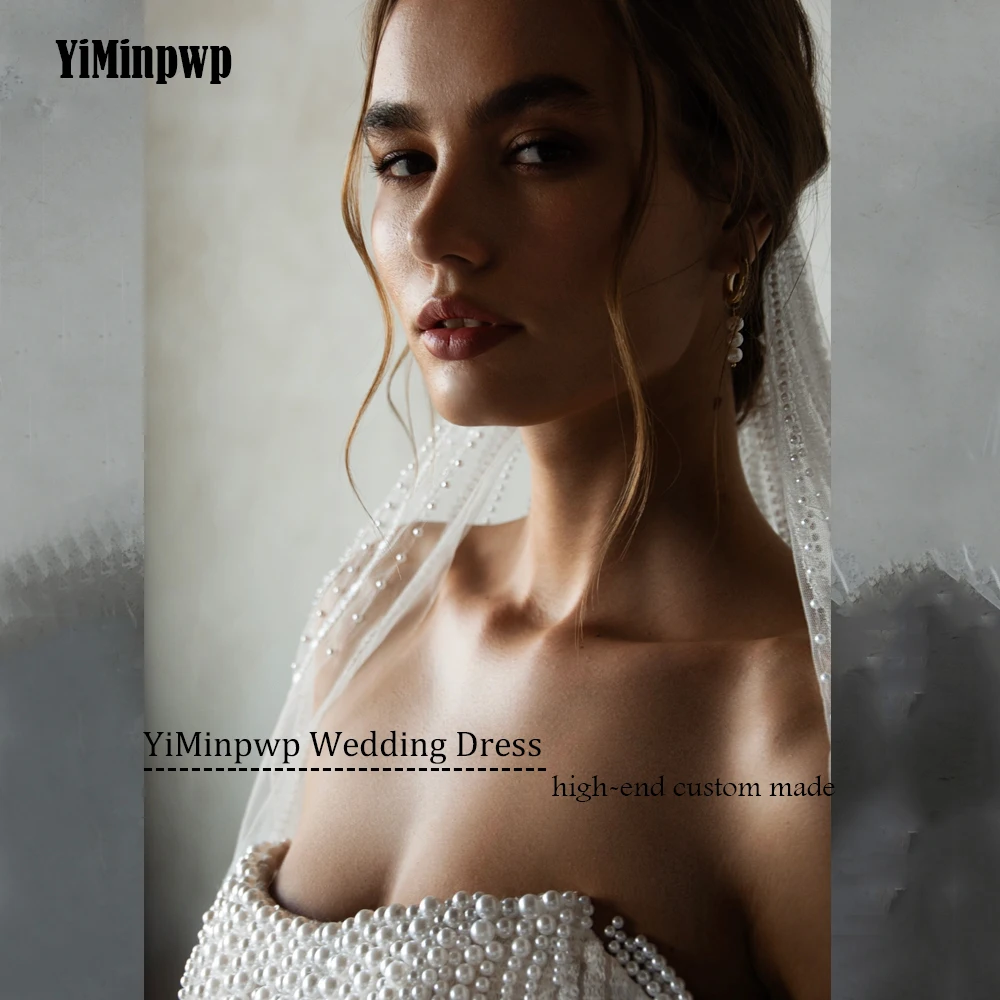 Vestidos de novia con cuentas sin tirantes y hombros descubiertos, corte en A, espalda descubierta, vestido de fiesta de novia de playa dividido, vestidos de novia elegantes personalizados 2025