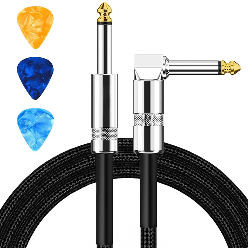 Cabo de guitarra ABSK-Guitar, cabo de amplificador de guitarra de 10 pés para guitarra baixo e guitarra elétrica/teclado/mandolim, cabo de áudio