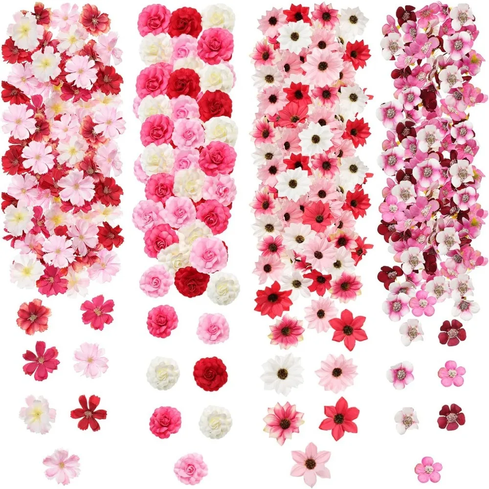 50Pcs Artificial Rose Flowers Random Color Mixing Fake Flowers Home Room Decor Wedding Decoration Cake Ornament Gift Accessories