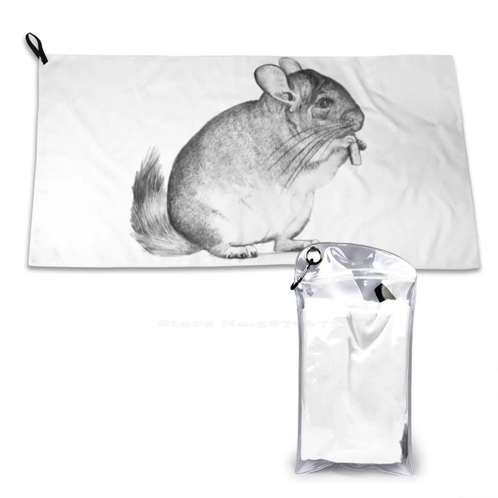 Chinchilla , Drawing , Pencil , Sketch Gym Outdoor Sports Fitness Towel Bath Washcloth Chinchilla Pencil Sketch