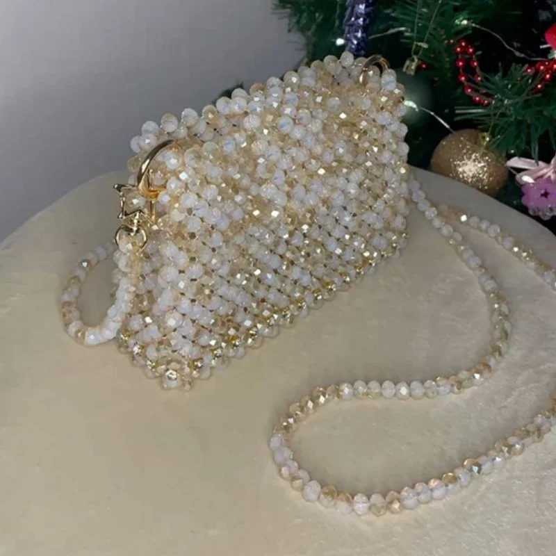 New Exquisite Sparkling Crystal Handmade Beaded Women's Shoulder Bag Fashion Ladies Small Square Bags Customizable Color Logo