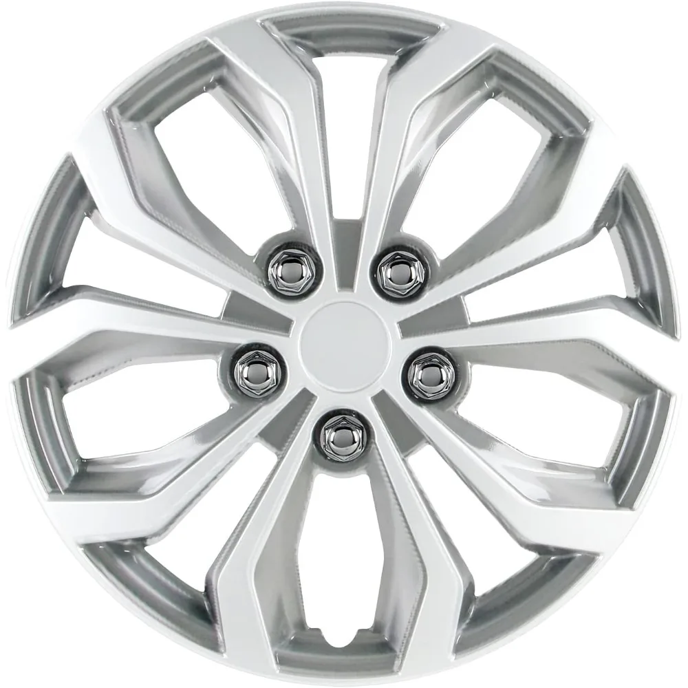 

Automotive WH553-16S-S 16 Inch Spyder Silver Universal Hubcap Wheel Covers For Cars - Set Of 4 - Fits Most Cars