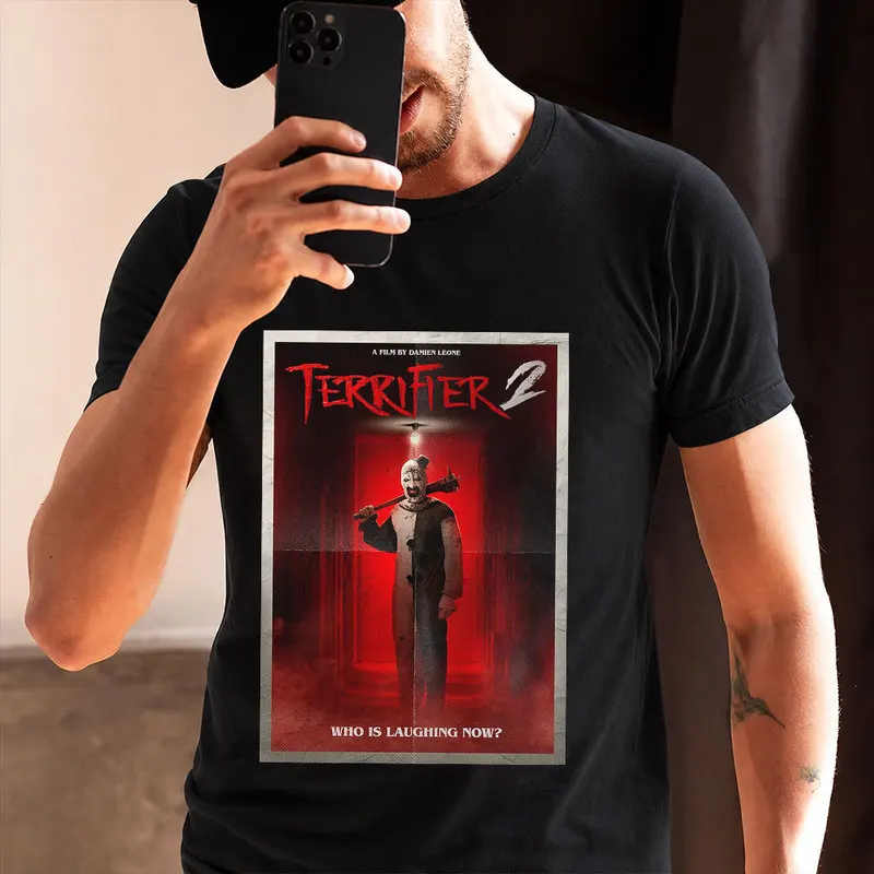 Retro Horror Movie Terrifier Art The Clown Killer Scary Halloween Gift T Shirt Short Sleeve Graphic clothes All size tops S-6XL