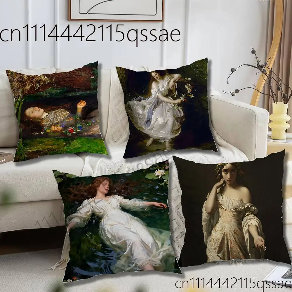 H-Hamlets O-Ophelia Pillow cases Organic Linen Pillow Case Double-Sided Print Cushion Cover for Sofa Home Decor Gift