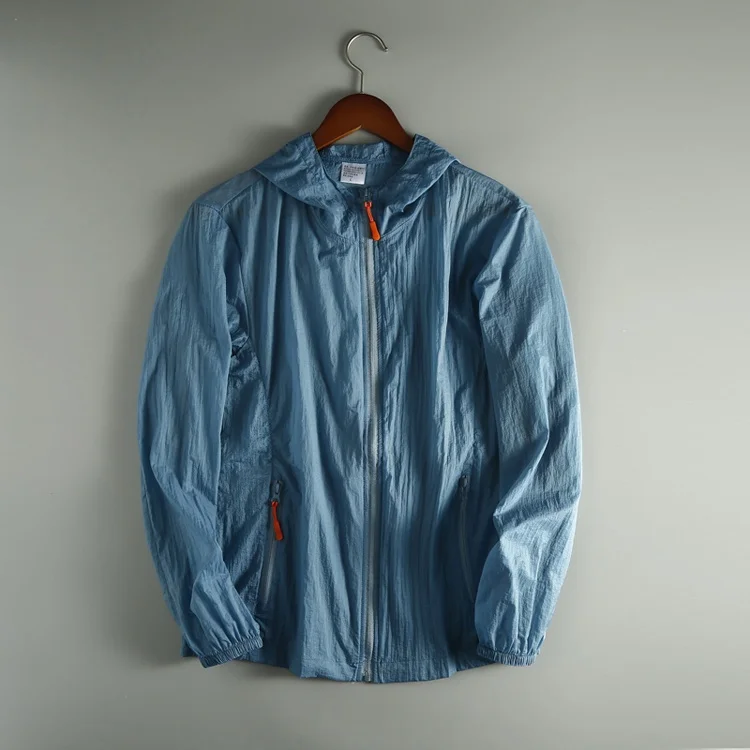 

Lightweight Breathable Men's Outdoor Jaet Summer New Sle Hooded UV Protection Skin Clothes Trendy Hole Design Youth Faion