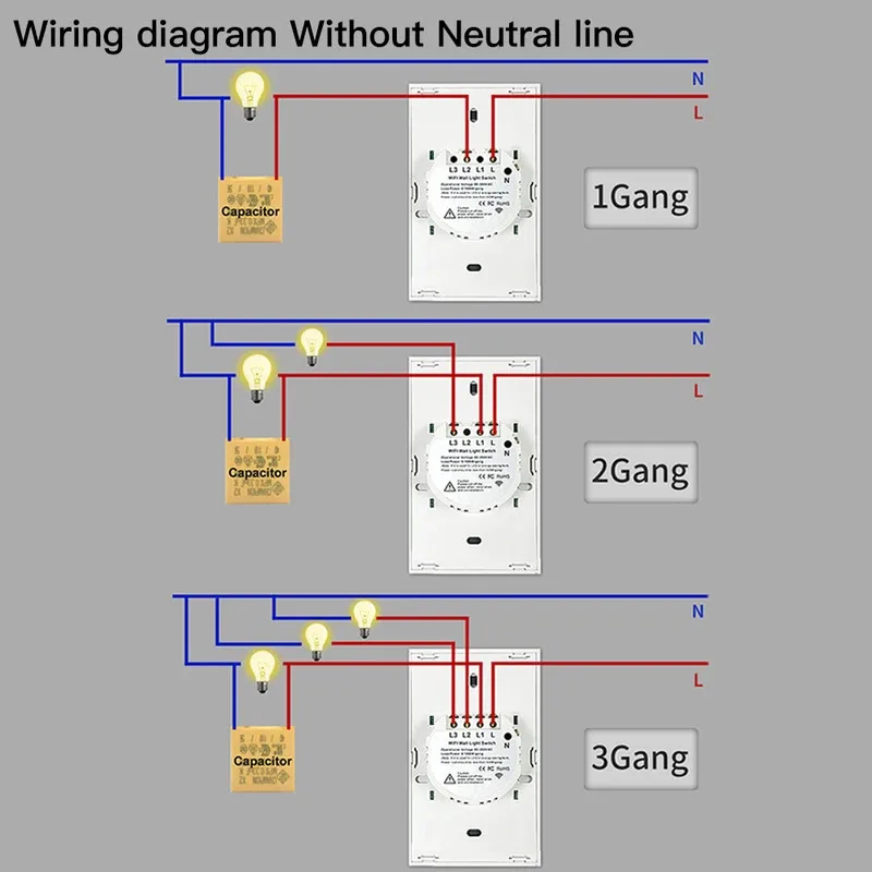 Tuya US WiFi or zigbee Smart Wall Switch 1/2/3/4 Gang Wire Touch Sensor LED Light Switches Smart Home Alexa Google Home
