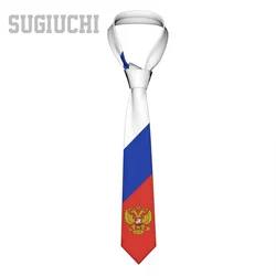 Russia Flag Emblem Men Women Neck Ties Casual Plaid Tie Suits Slim Wedding Party Business Necktie Gravatas