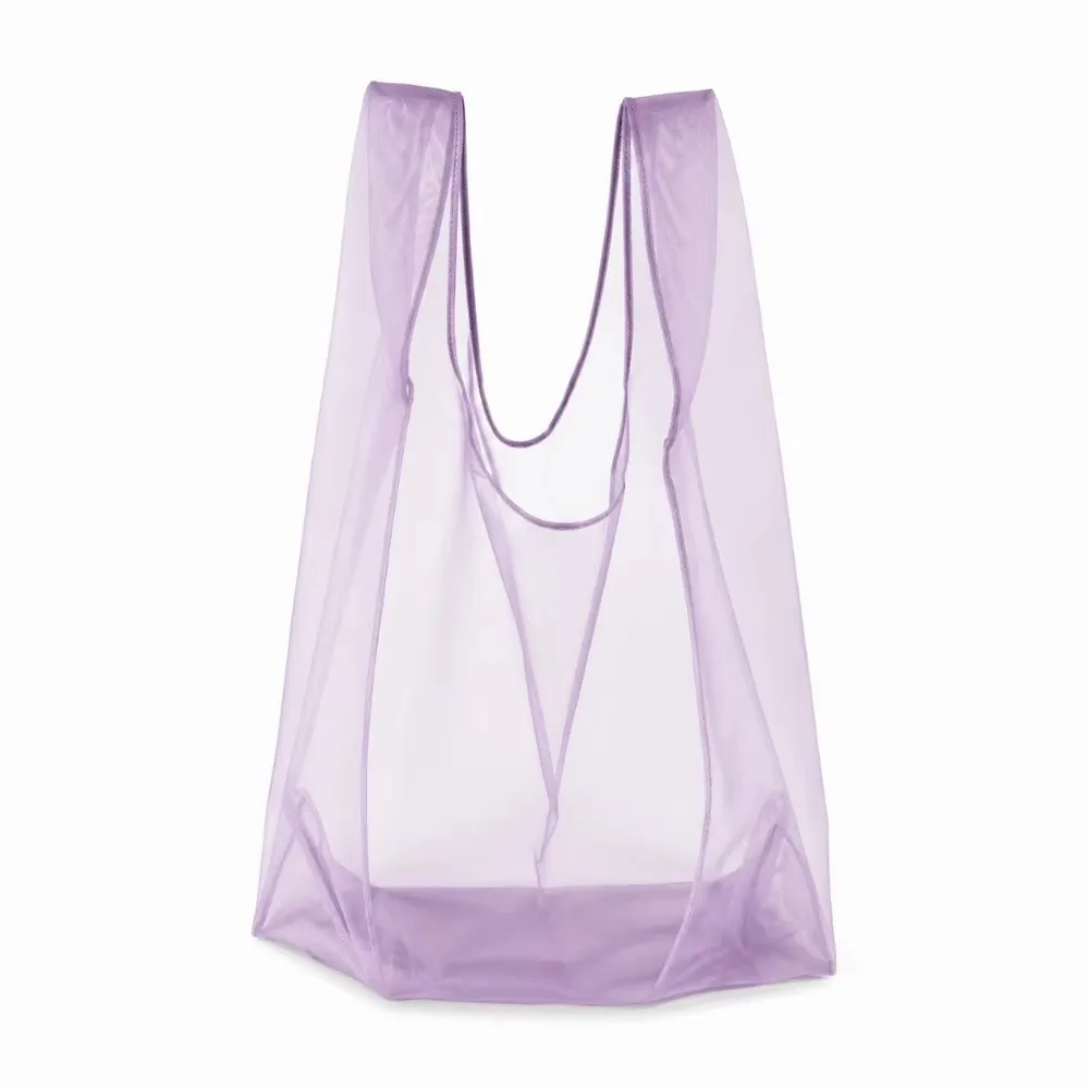 Große Organza-Einkaufstasche, leichte, durchsichtige Netzstoff-Tasche, tragbare, wiederverwendbare Kosmetiktasche, Supermarkt – Detail 10