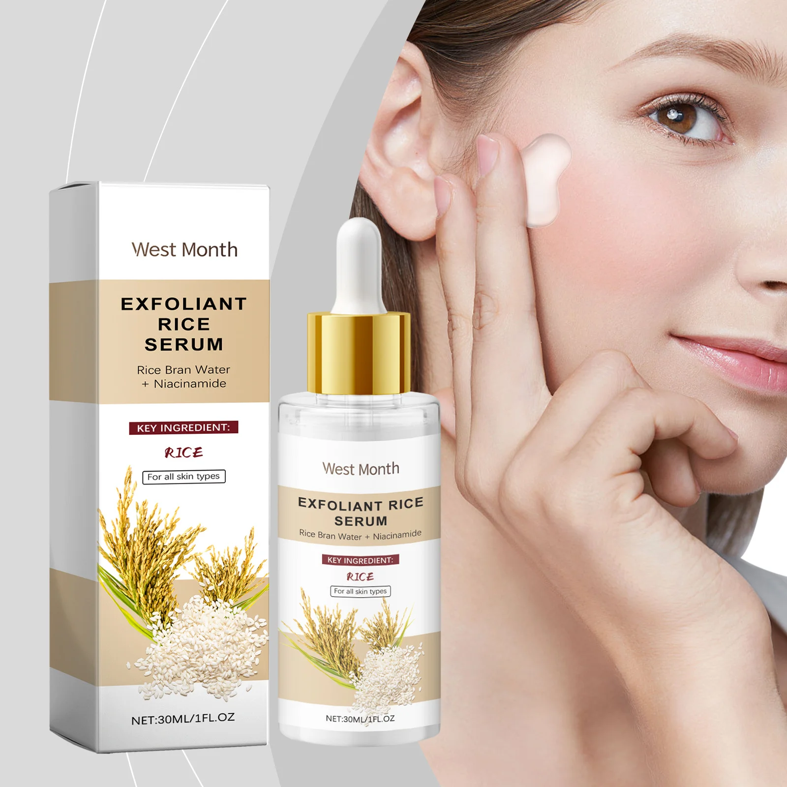 

Exfoliant Facial Serum Blackheads Dark Spot Removal Peeling Large Pore Shrinking Tighten Repair Cleaning Moisturize Rice Essence