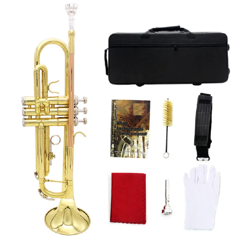 Trumpet B-flat brass body phosphor copper Beginners practice playing the trumpet