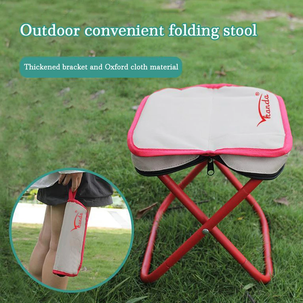 Camping Stool Foldable Chair Outdoor Fishing Lightweight Zipper Storage Portable Stainless Steel Hiking Travel Furniture