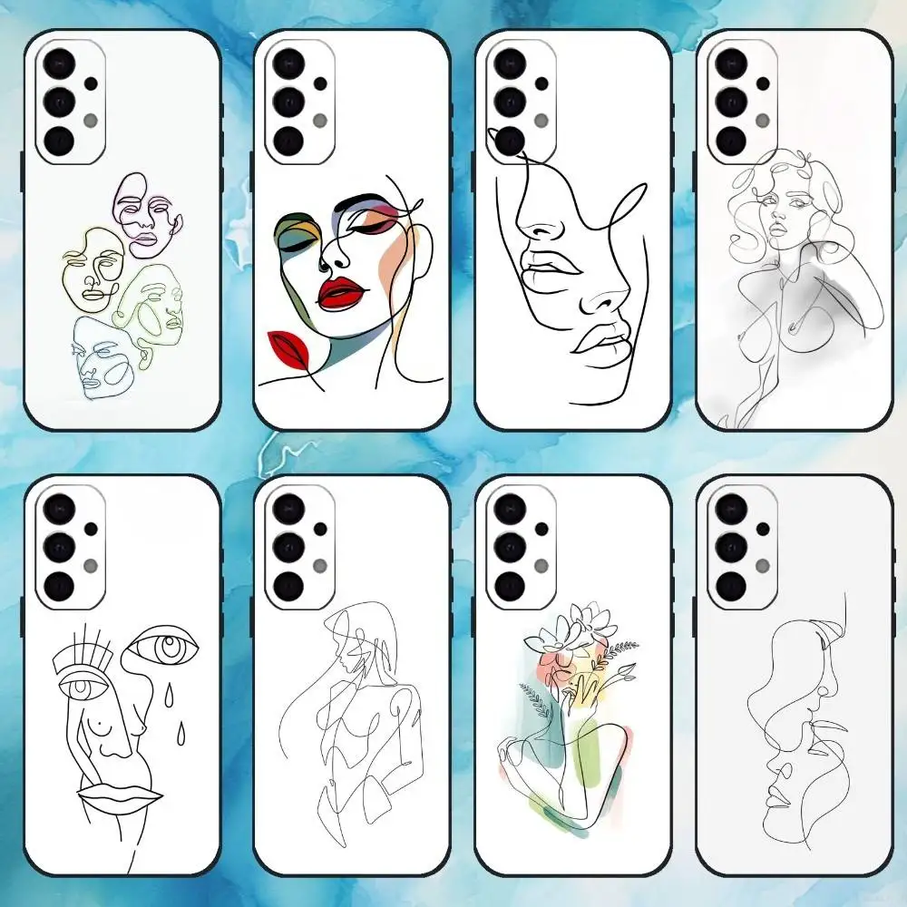 

Line Art Phone Case For Samsung Galaxy A73,A72,A71,A70,A53,A52,A51,Others Soft Black Cover