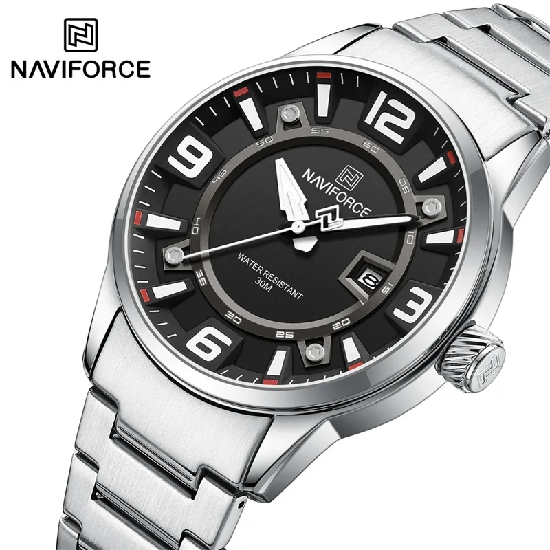 NAVIFORCE 2024 Brand Men\'s Business Watch Stainless Steel Strap Sport Luxury Luminous Quartz Waterproof Wristwatch