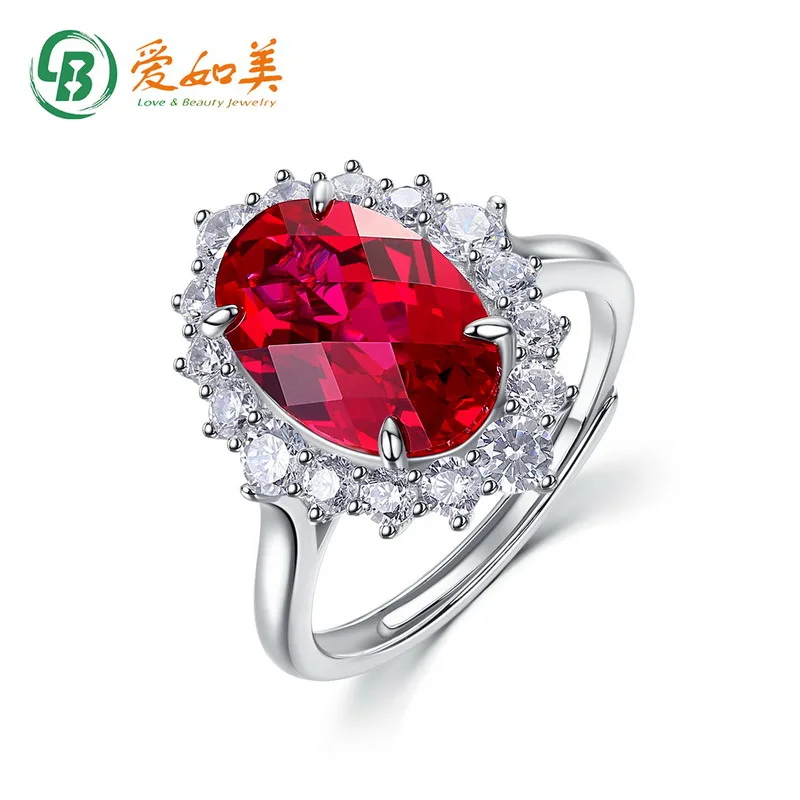 

New Exaggerated Personality Cultivated Red Treasure Ring Light Luxury 18K Gold PT950 Platinum Silver Plated 7-layer Gold Ring