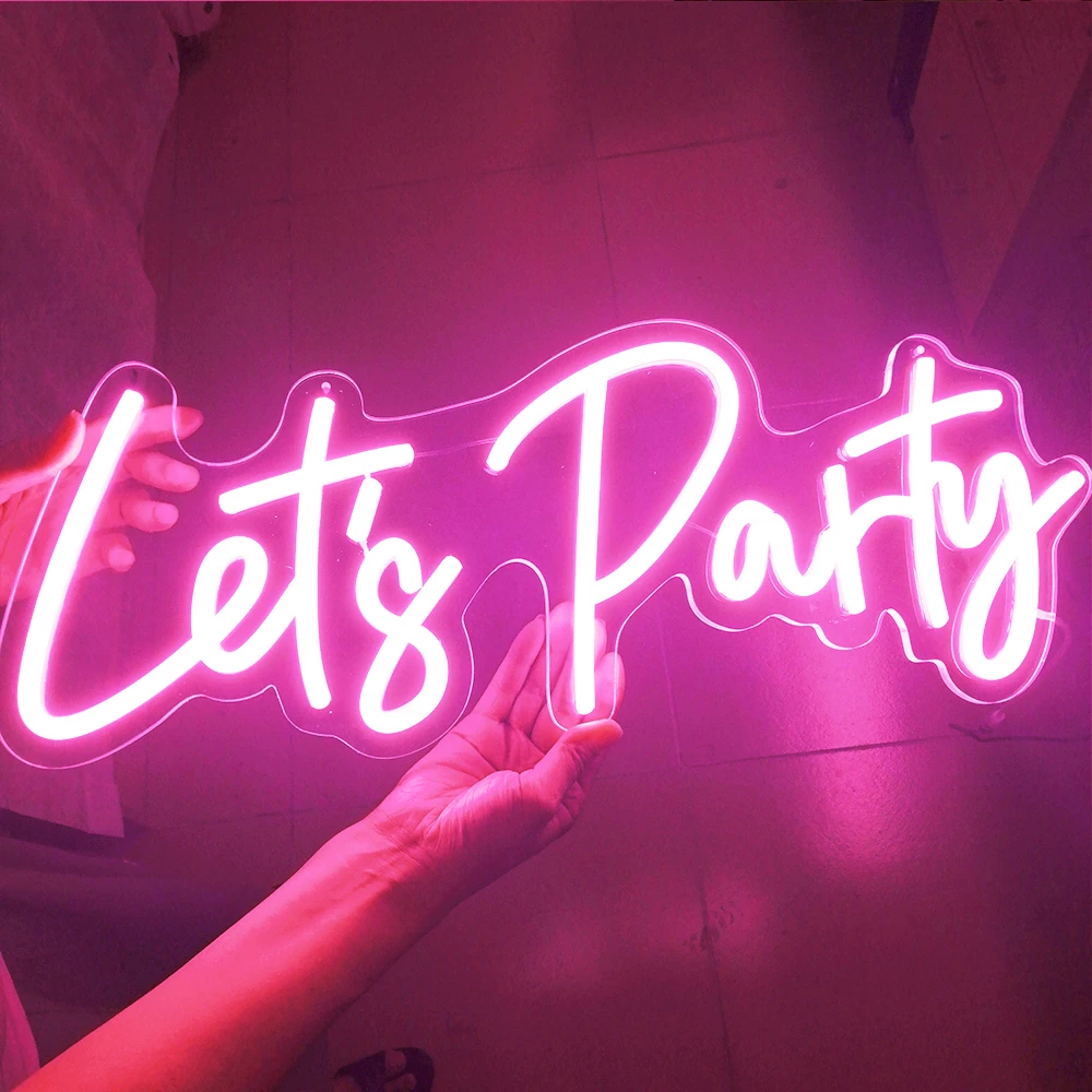 Imagem -03 - Lets Party Neon Sign para Bachelorette Party Led Night Light Wall Art Decor Regulável Festa em Casa 22x8 Polegadas