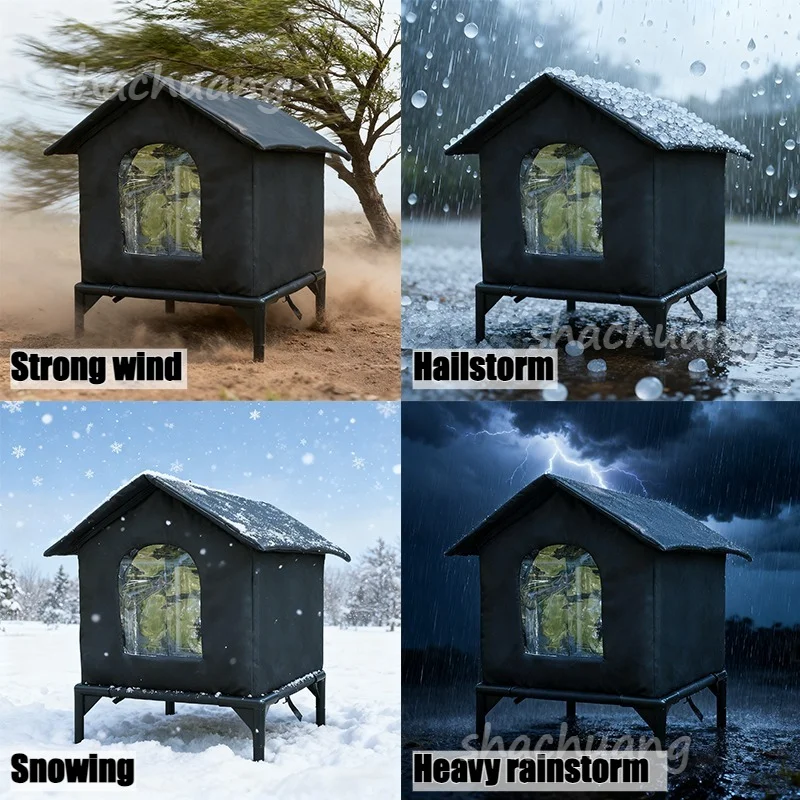 الشتاء أكسفورد القماش في الهواء الطلق المحمولة الحيوانات الأليفة المأوى منزل مع الألومنيوم احباط بطانة سرير قطة دافئة للقطط الضالة/الكلب كاما الفقرة جاتوس #4