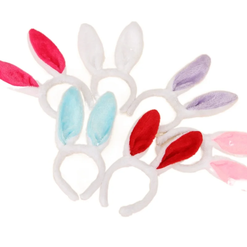 Unisex Plush Rabbit Ear Hair Hoop Bunny Ears Headband Theme Party Stage Performance Headdress Christmas Easter Cosplay Costum