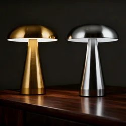 Danish Mushroom LED Table Lamp 3 colors Infinitely Dimmable Iron Material USB Rechargeable Large Battery Home Decorative Lamps