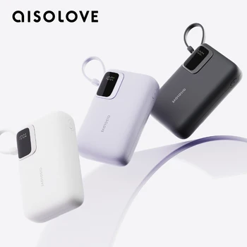 Aisolove built-in cable fast quick charge 20000mah power banks mobile phone portable powerbank charger wireless power bank