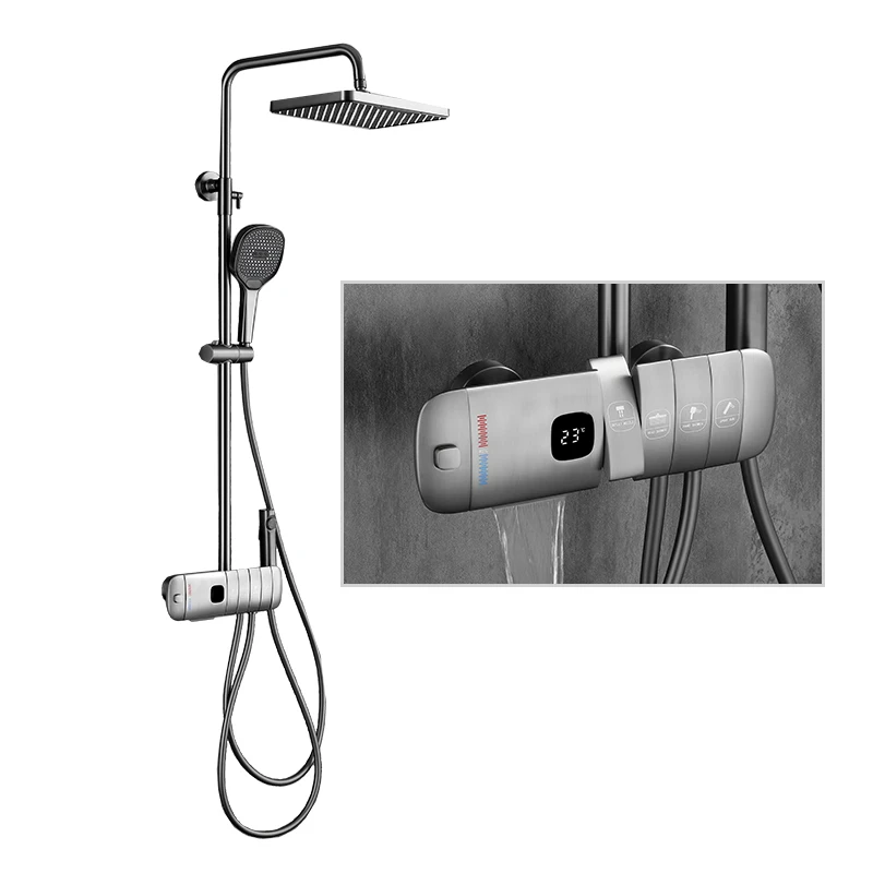 Bathroom Shower System Rain Bathtub Mixer Faucet Hot Cold Bathroom Tap Brass Thermostatic Shower Set