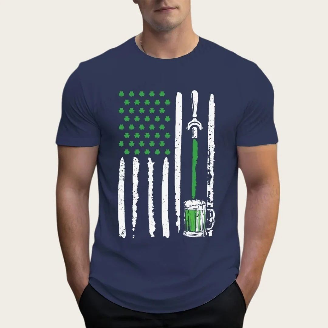 St. Patrick's Day Men's T-Shirt St. Patrick's Day Sports Shirt Beer Neutral Street Fashion Daily Casual Round Neck Top T-Shirt