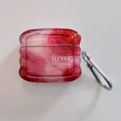 Wireless Bluetooth case for AirPods1/2 /3 AirPods4 AirPods Pro pro2nd tpu flower pattern earphone cover Red Rose With Keychain