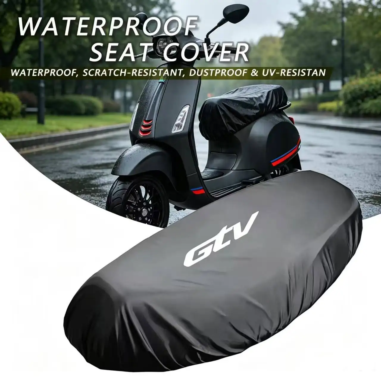 

For Vespa GTV 125/300/310 & Officina 8 – Waterproof Flexible Scooter Seat Cover, Universal Saddle Protector with Sun Protection